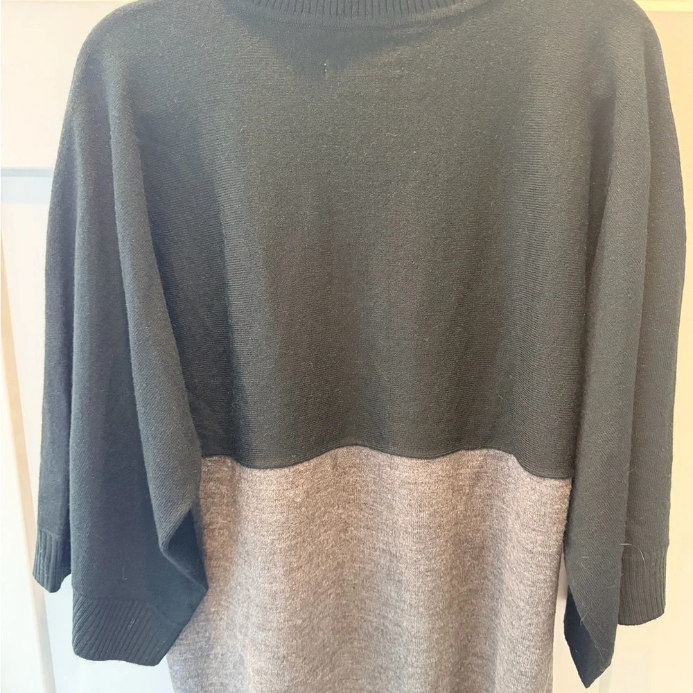 Covington Black Gray Colorblock Mock Neck Sweater Women’s L Knit Pullover